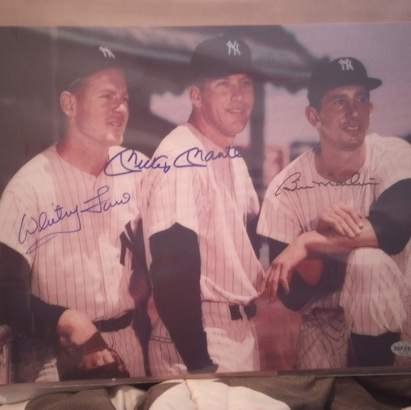 Other - Autographed Mickey Mantle/Whitey Ford/Bill Martin. 8x10. WITH C.O.A.